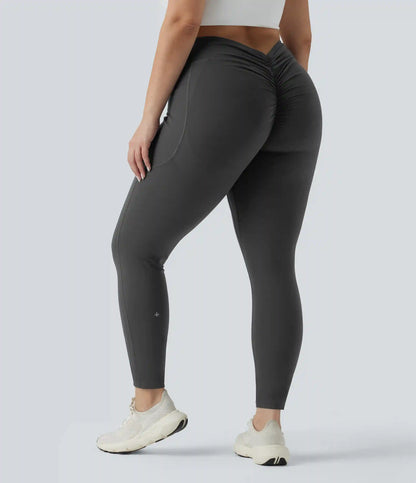 Plus Size Halara UltraSculpt™ High Waisted Tummy Control Butt Lifting Ruched Yoga Leggings with Pockets