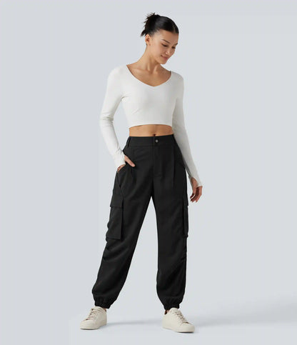 Mid Rise Casual Cargo Joggers with Pockets