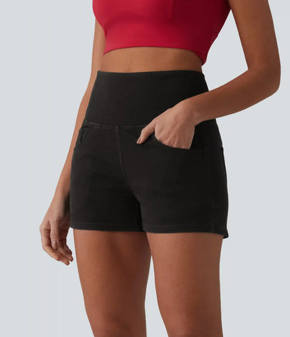Halara Flex™ High Waisted Tummy Control Denim Casual Shorts 3'' with Pockets
