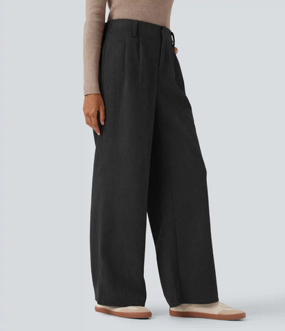 High Waisted Corduroy Casual Baggy Pants with Pockets