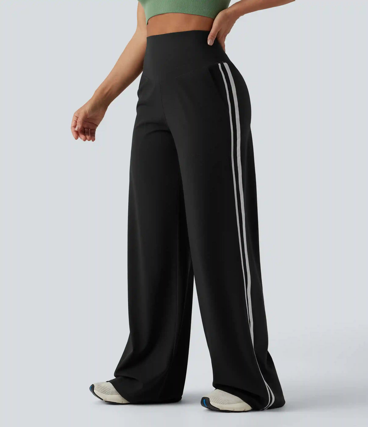 Halara UltraSculpt™ High Waisted Tummy Control Color Block Stripes Yoga Baggy Pants with Pockets