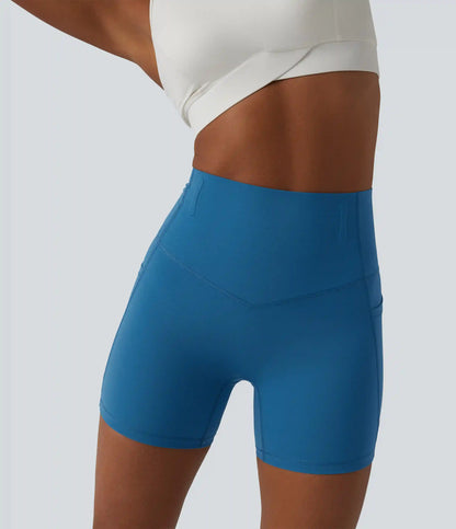 Halara UltraSculpt™ High Waisted Anti-Roll Tummy Control Shaping Workout Biker Shorts 5'' with Pockets