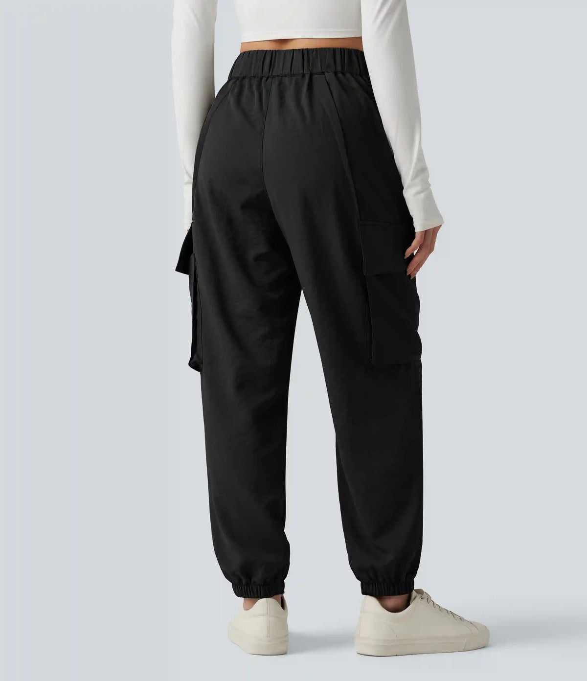Mid Rise Casual Cargo Joggers with Pockets