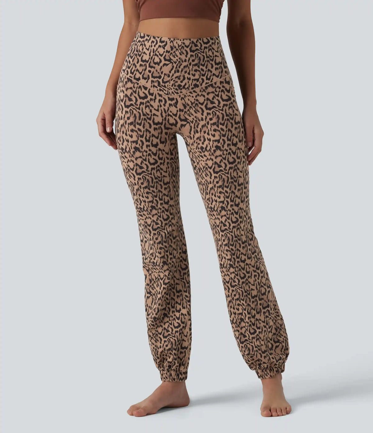 SoftlyZero™ Leopard Print High Waisted Dance Balloon Joggers with Pockets-UPF40+
