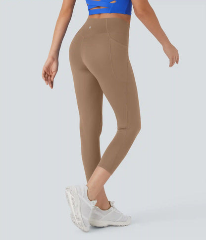 SoftlyZero™ High Waisted Crossover Pocket Capri Yoga Leggings