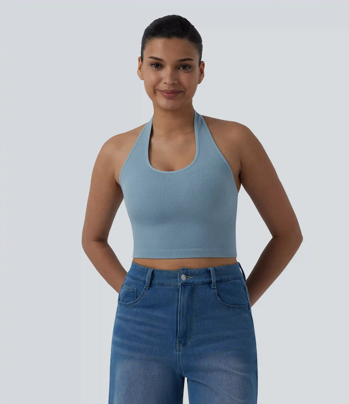 OneForm Seamless Flow Halter Cropped Casual Tank Top