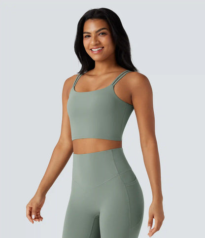Halara UltraSculpt™ Double Straps Twisted Backless Cropped Yoga Tank Top
