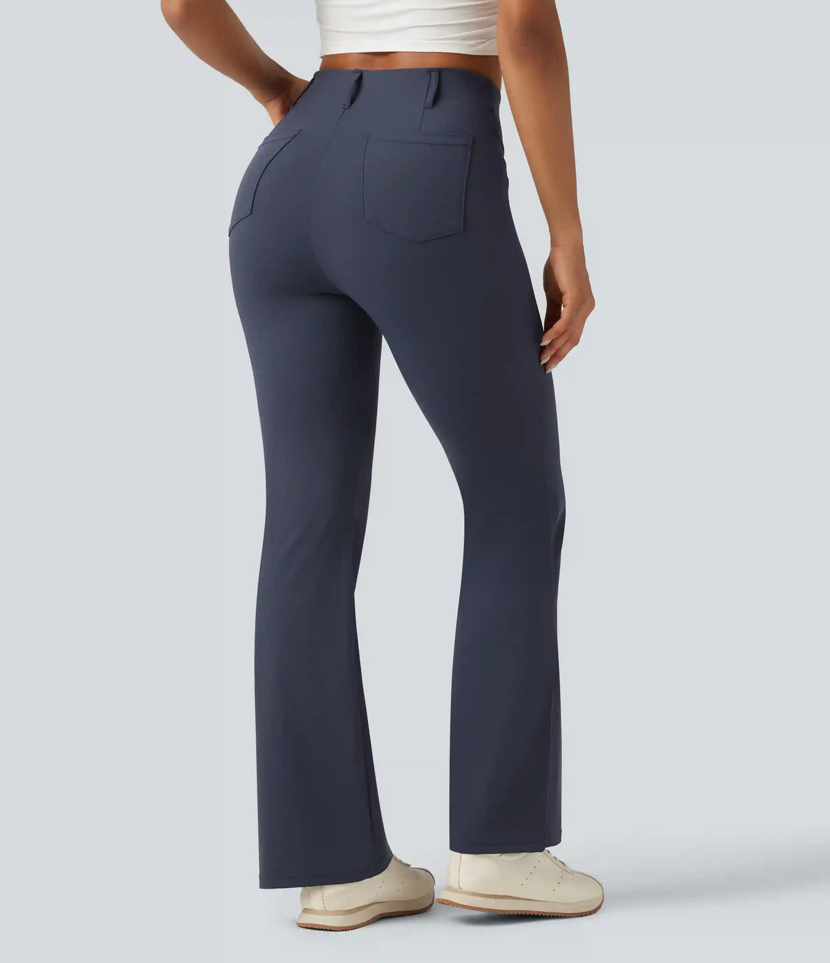 High Waisted InstantCool Quick Dry Flare Golf Pants with Pockets-UPF50+