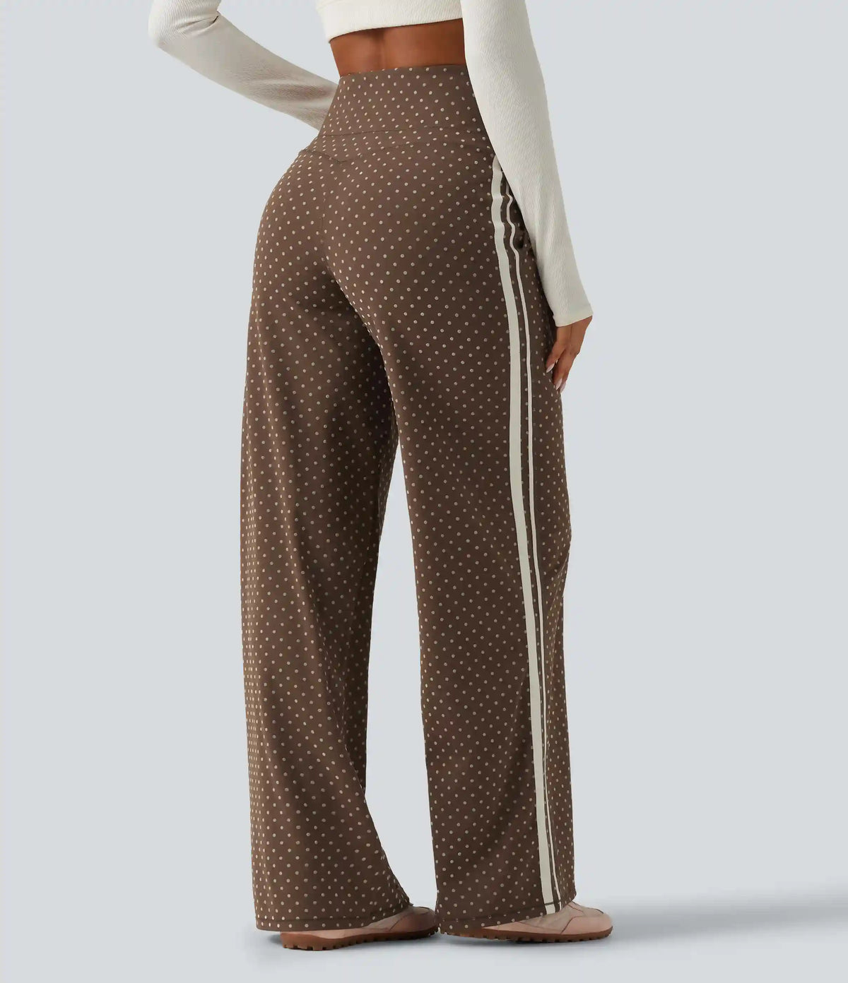 Halara UltraSculpt™ Flocked High Waisted V Shaped Tummy Control Straight Leg Polka Dot Yoga Pants with Pockets