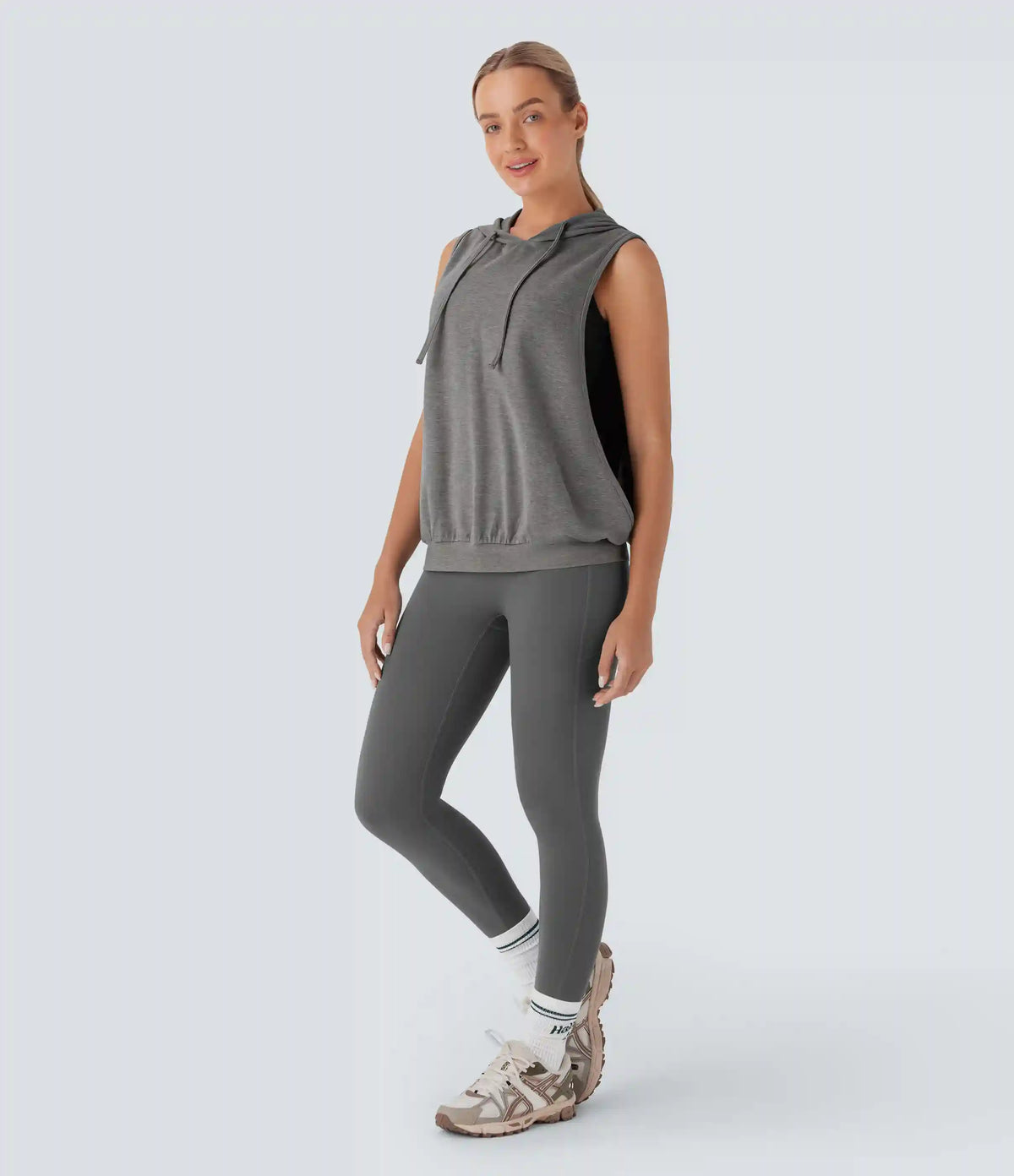 Hooded Drawstring Sleeveless Workout Tank Top