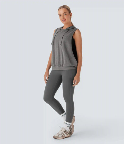 Hooded Drawstring Sleeveless Workout Tank Top