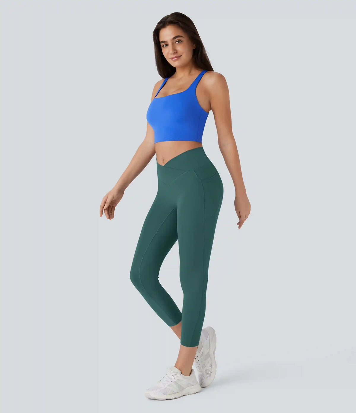 SoftlyZero™ High Waisted Crossover Pocket Capri Yoga Leggings