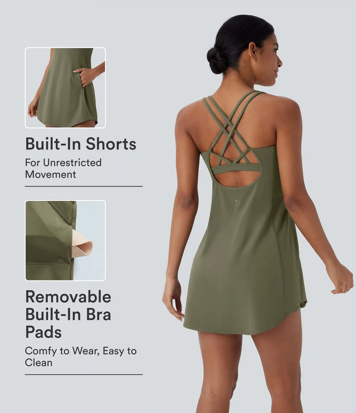 SoftlyZero™ Plush Cut Out Pocket 2-Piece Mini Yoga Active Dress