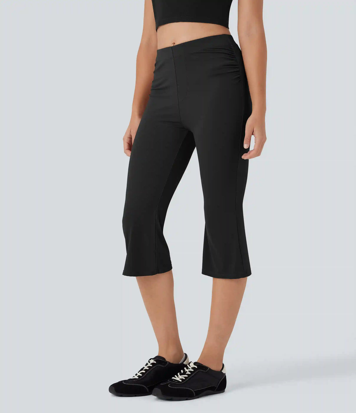Mid Rise Capri Flare Work Pants