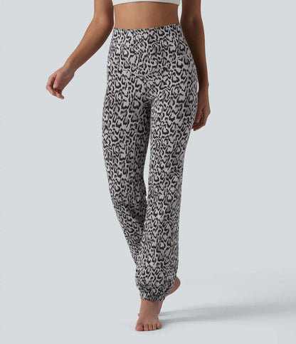 SoftlyZero™ Leopard Print High Waisted Dance Balloon Joggers with Pockets-UPF40+