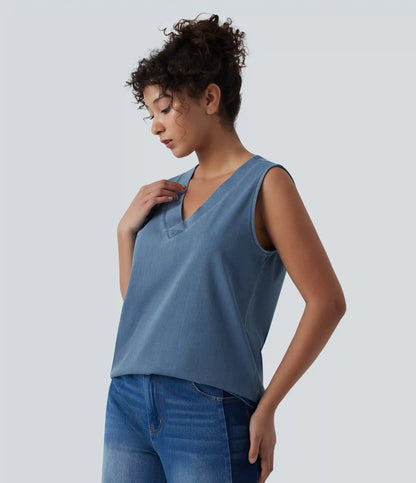Halara Flex™ V Neck Denim Casual Tank Top