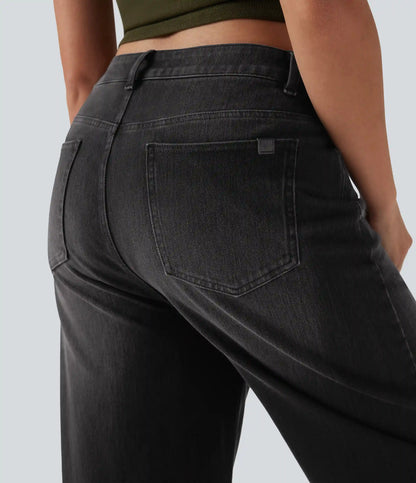 Halara Flex™ High Waisted Washed Casual Barrel Leg Jeans with Pockets