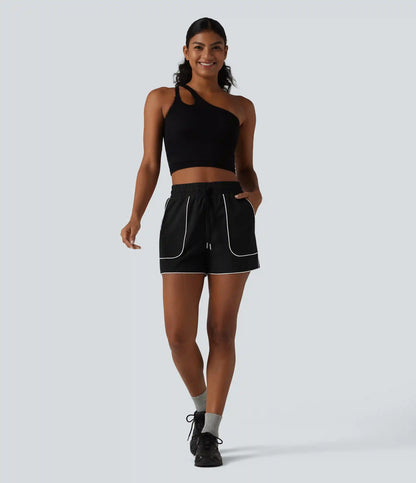 High Waisted Drawstring Quick Dry InstantCool Workout Shorts 3'' with Pockets-UPF40+