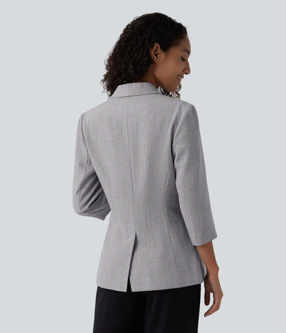 Shawl Collar 3/4 Sleeve Work Blazer with Pockets
