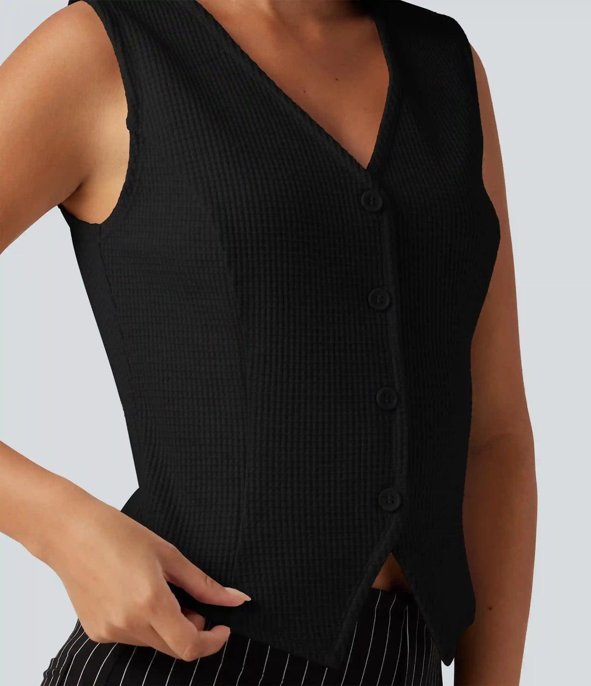 V Neck Waffle Work Vest