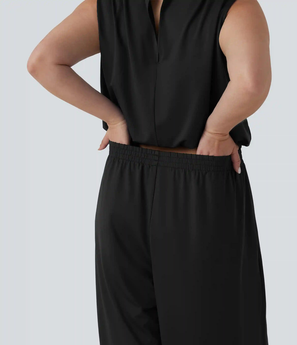 Plus Size Stand Collar Sleeveless Party Jumpsuit with Pockets-Easy Peezy Edition