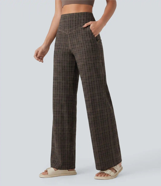 Halara UltraSculpt™ Plaid Print High Waisted Tummy Control Straight Leg Yoga Pants with Pockets