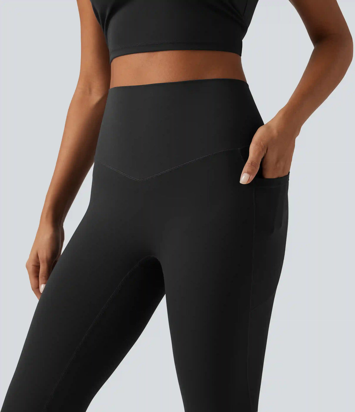 Halara UltraSculpt™ High Waisted Lace Up Flare Yoga Leggings with Pockets