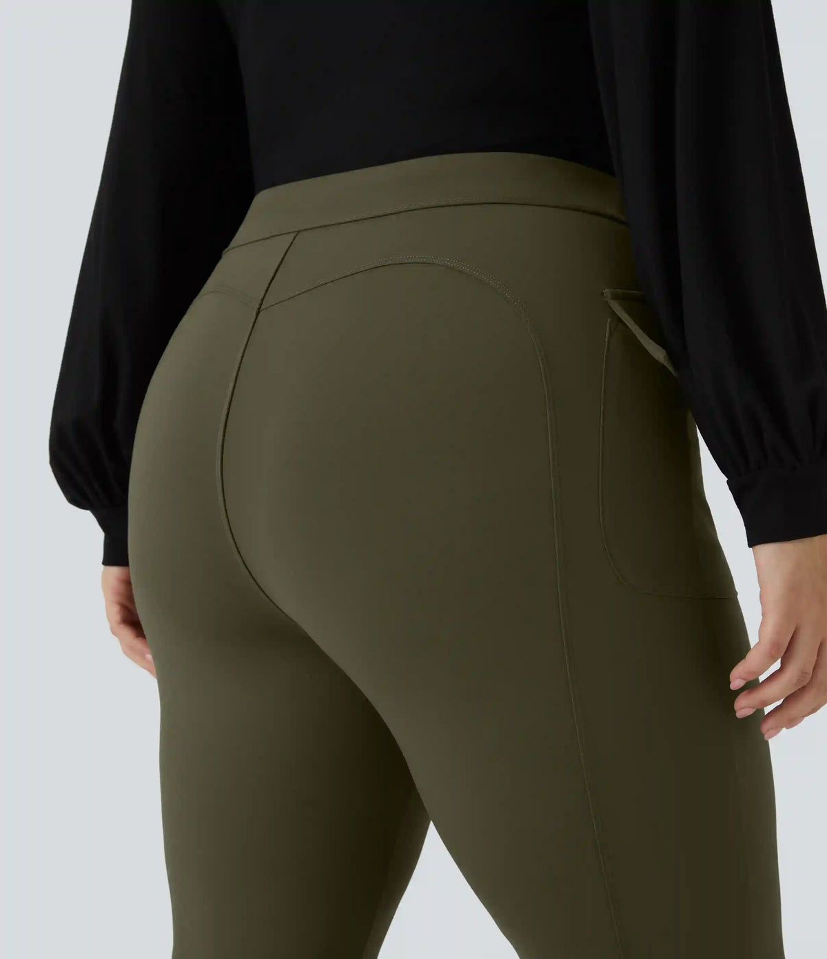 High Waisted Side Flap Pocket Flare Plus Size Casual Cargo Pants