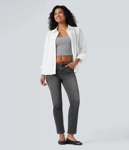 Halara Flex™ Mid Rise Slim 7/8 Causal Jeans with Pockets