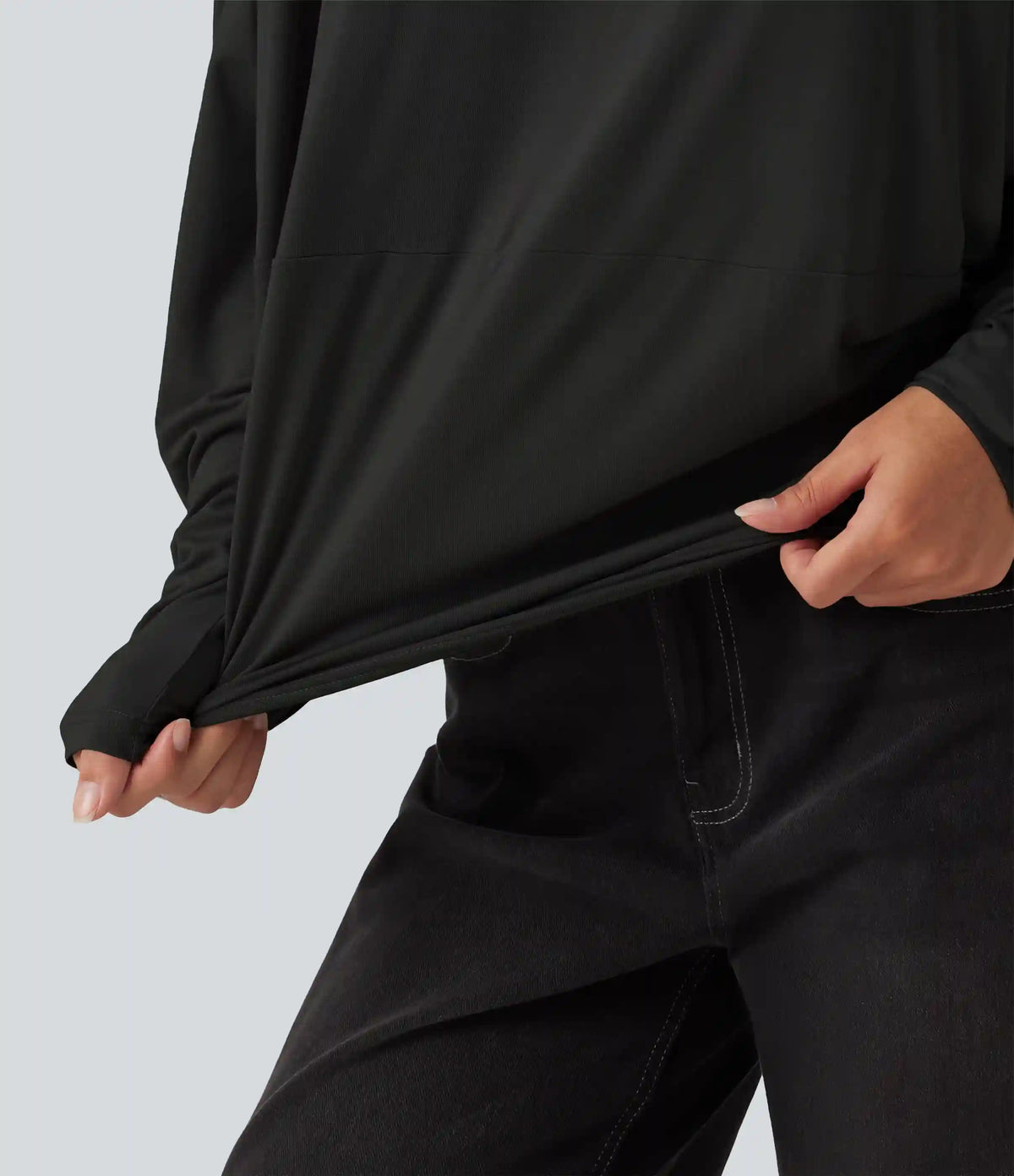 Round Neck Long Sleeve Relaxed Casual Top