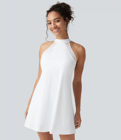 SoftlyZero™ Airy Tie Back Built-in Bra 2-in-1 InstantCool Mini Yoga Active Dress with Pocket-Longer Length