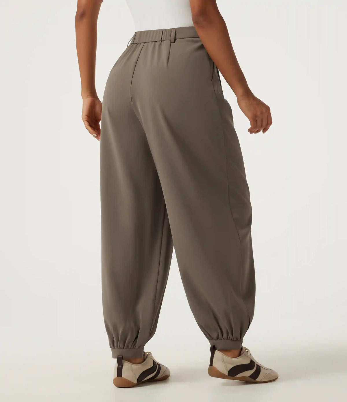 High Waisted Casual Bloomer Pants with Pockets