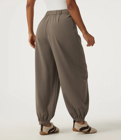 High Waisted Casual Bloomer Pants with Pockets