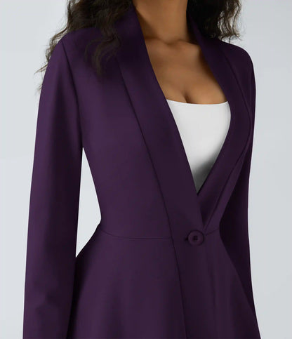 V Neck Single Front Work Peplum Jacket