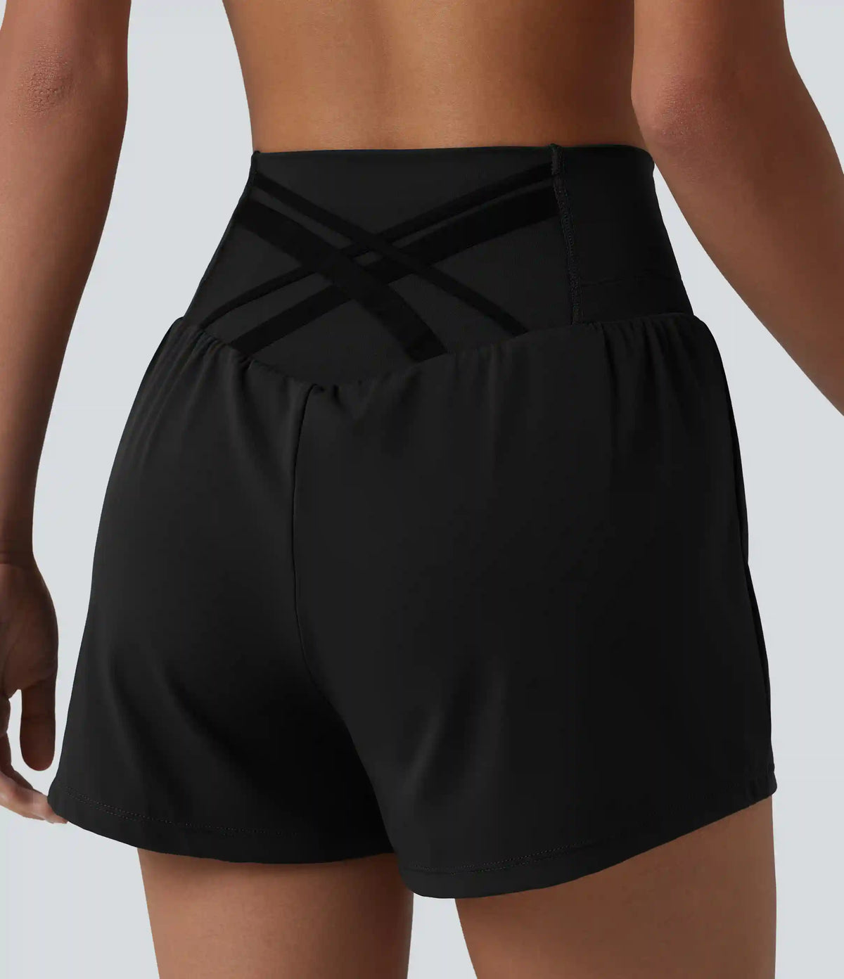 SoftlyZero™ Airy High Waisted Crossover Back 2-in-1 InstantCool Yoga Shorts with Pocket