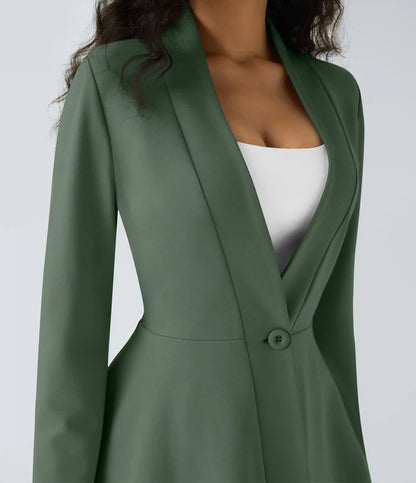 V Neck Single Front Work Peplum Jacket