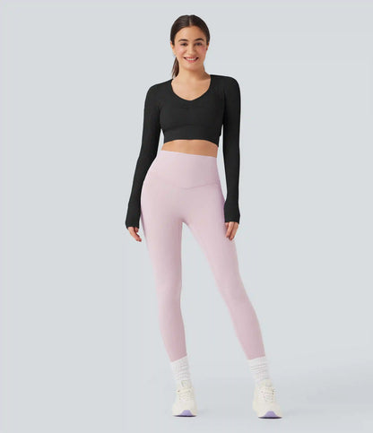 OneForm Seamless Flow Jacquard Long Sleeve Cropped Slim Yoga Sports Top