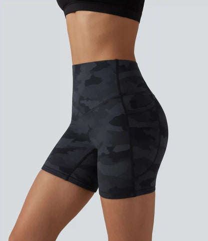 Halara UltraSculpt™ Camo Print High Waisted Tummy Control Training Biker Shorts 5'' with Pockets