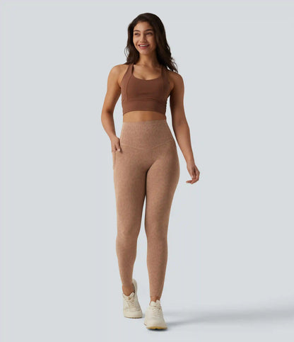 Halara UltraSculpt™ Leopard Print High Waisted Tummy Control Shaping Running 7/8 Leggings with Pockets
