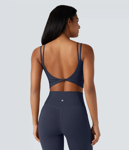 Halara UltraSculpt™ Double Straps Twisted Backless Cropped Yoga Tank Top