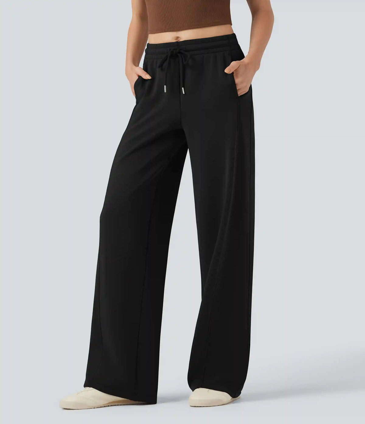SpacerTek™ Mid Rise Drawstring Casual Straight-leg Pants with Pockets