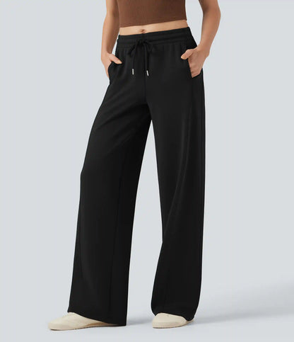 SpacerTek™ Mid Rise Drawstring Casual Straight-leg Pants with Pockets