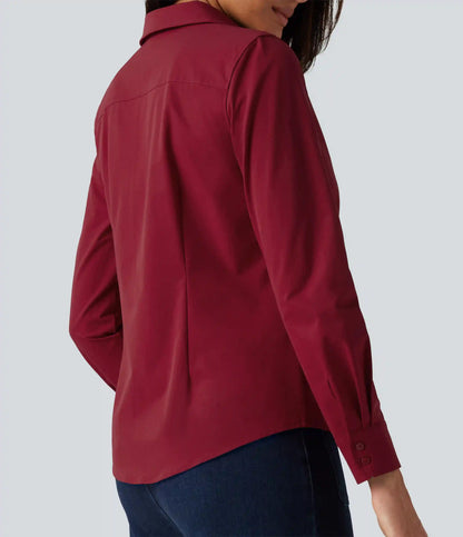 Long Sleeve Curved Hem Work Shirt