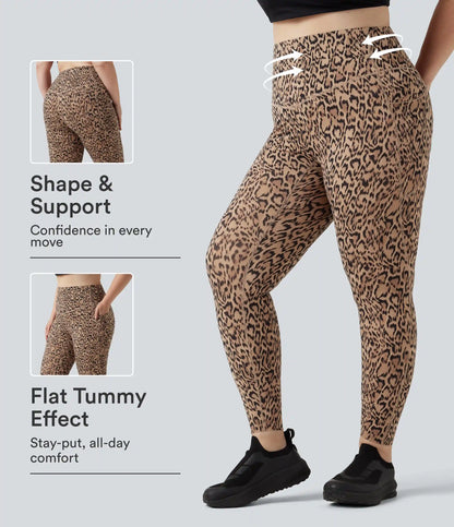 Plus Size Halara UltraSculpt™ Leopard Print High Waisted Tummy Control Yoga Leggings with Pockets