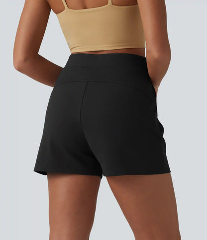 High Waisted Pleated Work Shorts with Pockets