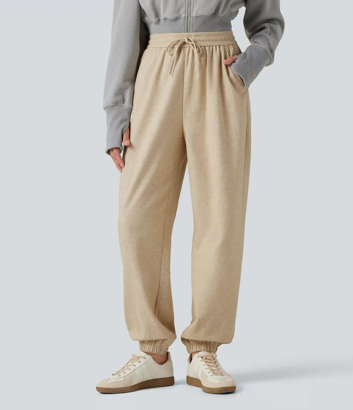 High Waisted Drawstring Casual Joggers with Pockets