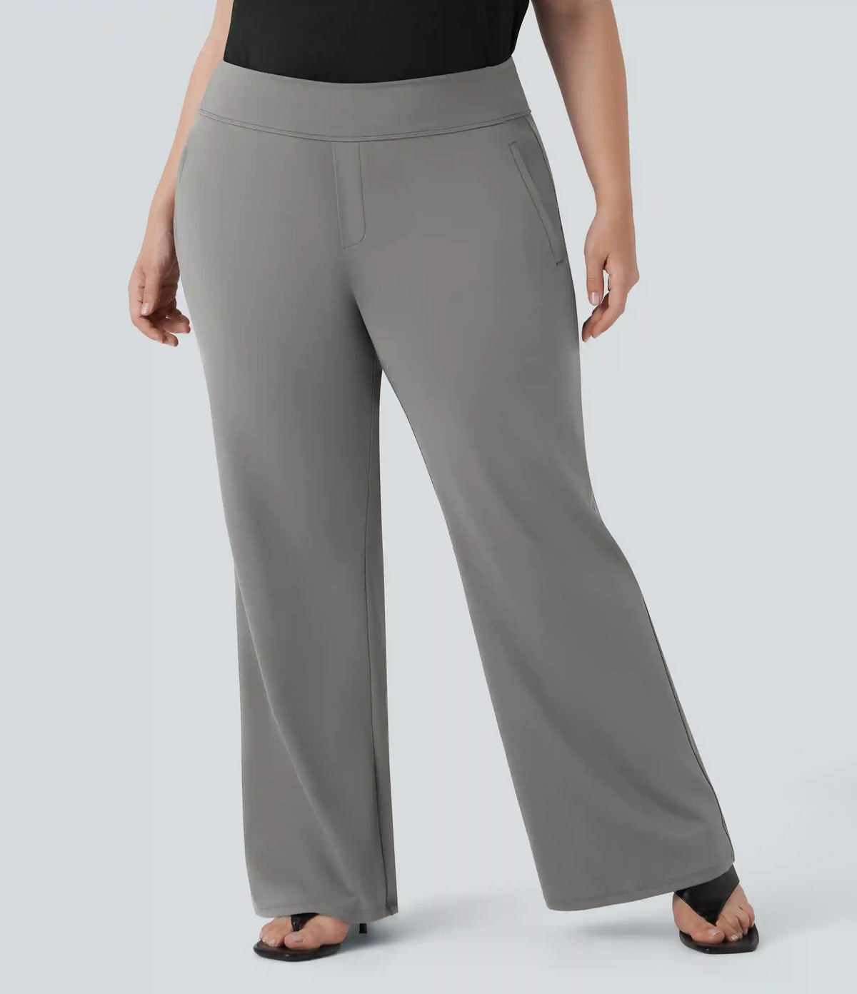 Plus Size Halara Flex™ DayStretch High Waisted Work Flare Pants with Side Zip Pockets