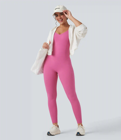 Halara UltraSculpt™ V Neck Tummy Control Butt Lifting Workout Jumpsuit with Pockets