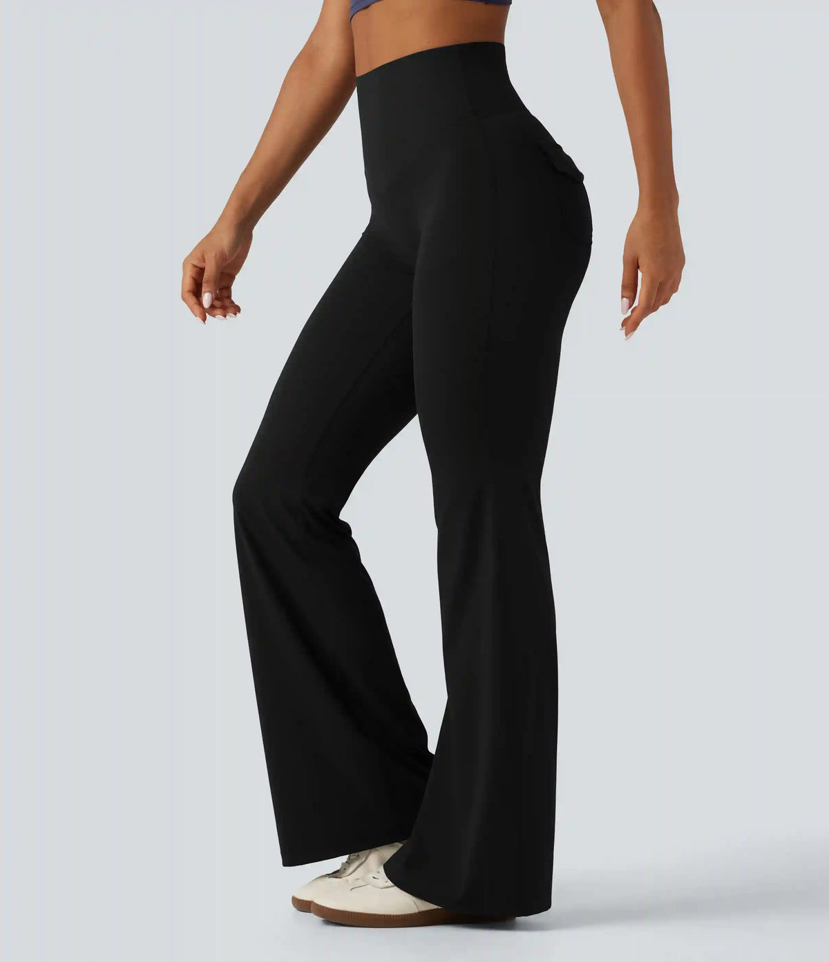 Halara UltraSculpt™ High Waisted Tummy Control Ruched Flare Yoga Leggings with Pockets