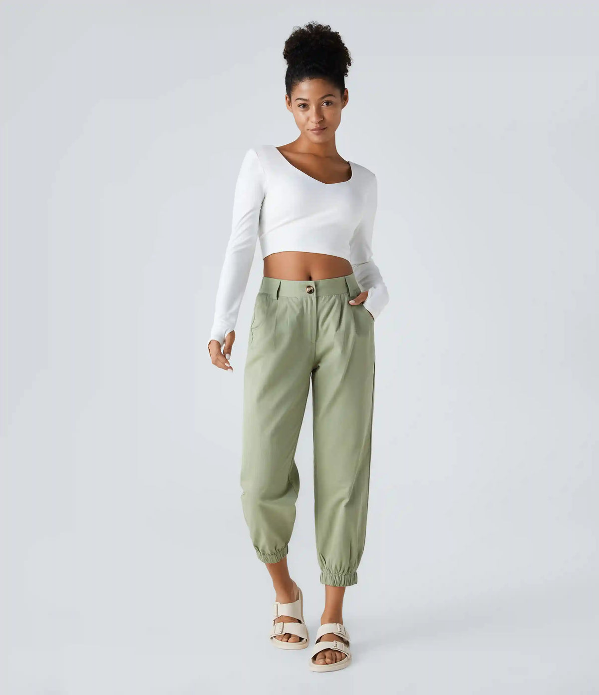 Mid Rise Casual Joggers with Pockets